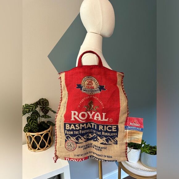 Burlap Royal Basmati Rice Tote Bag - Picture 3 of 6